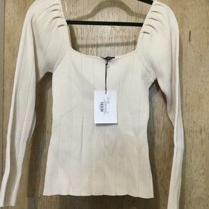 NWT Florentino ribbed sweater in Ivory size large square type neckline